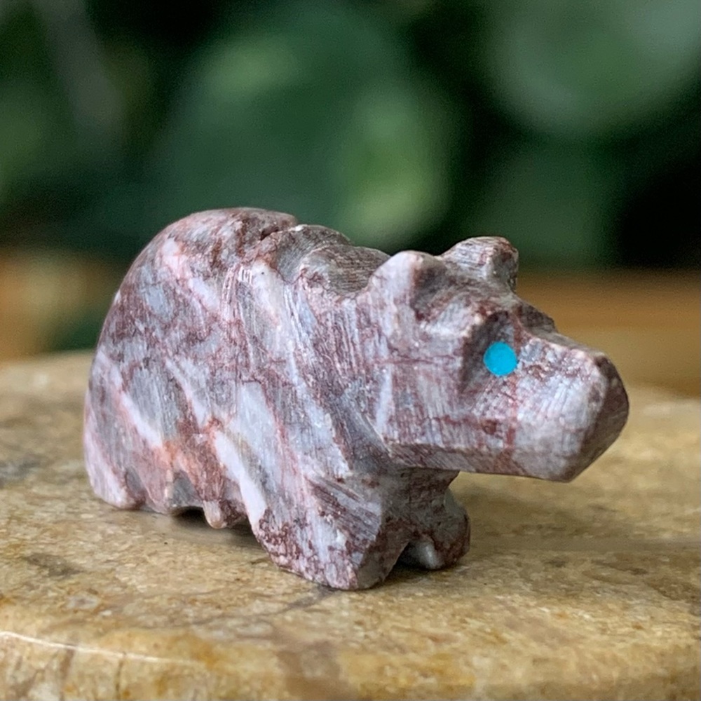Native American Style Zuni Bear Fetish Bead Drilled Stone Mini Animal Carving .9